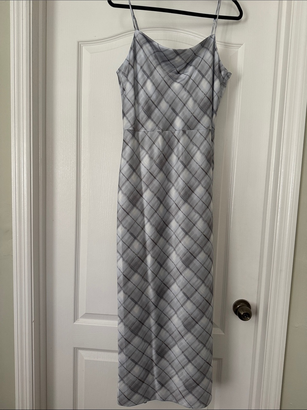 Vince Gray Plaid Slip Maxi Dress